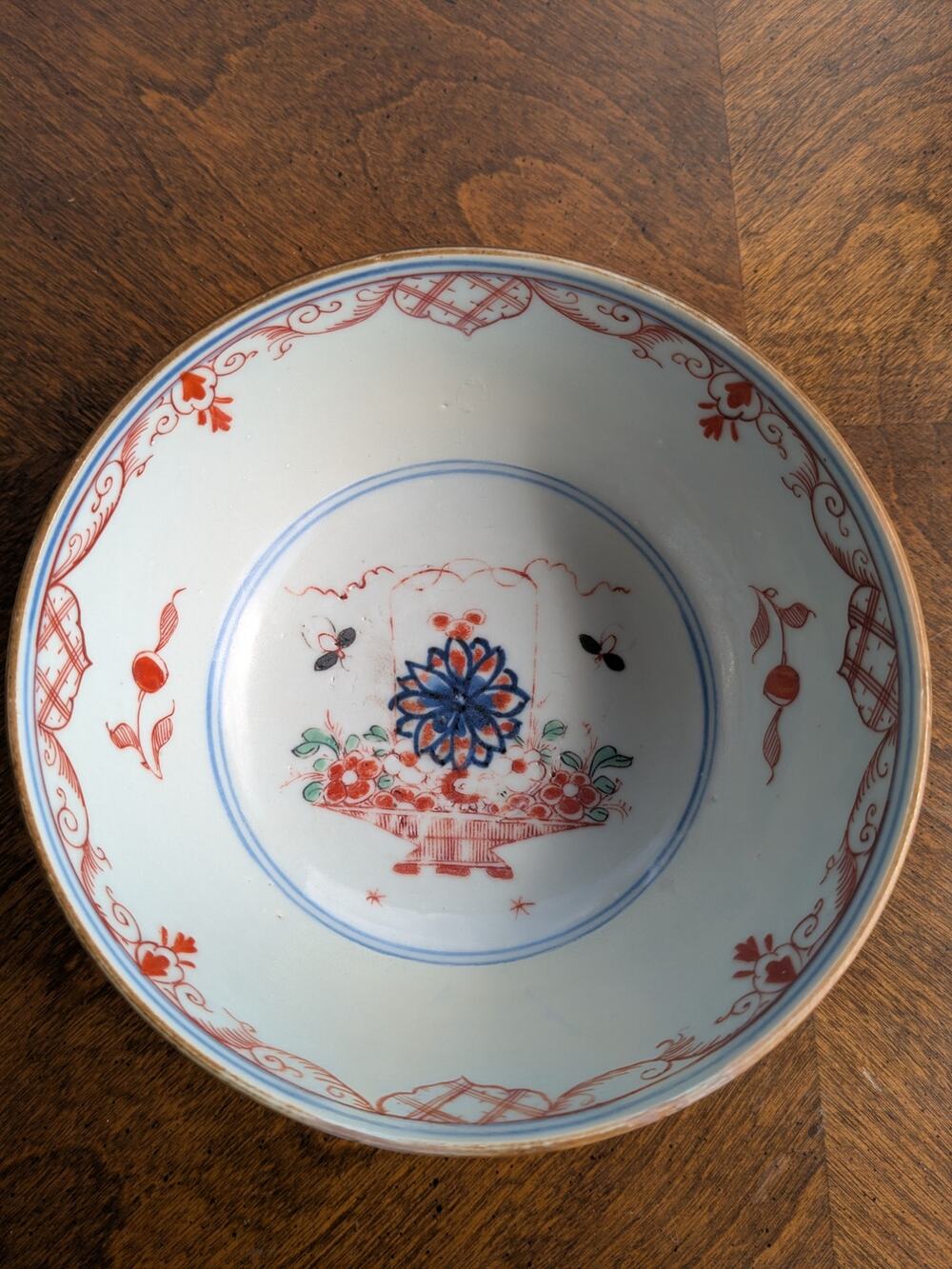 Antique Japanese Arita Imari Porcelain Bowl -Fuku Mark -5.5"
